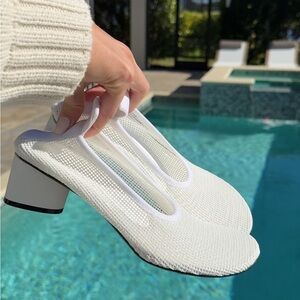 Bottega Veneta Web Flex Sock Pumps | White Mesh Heels